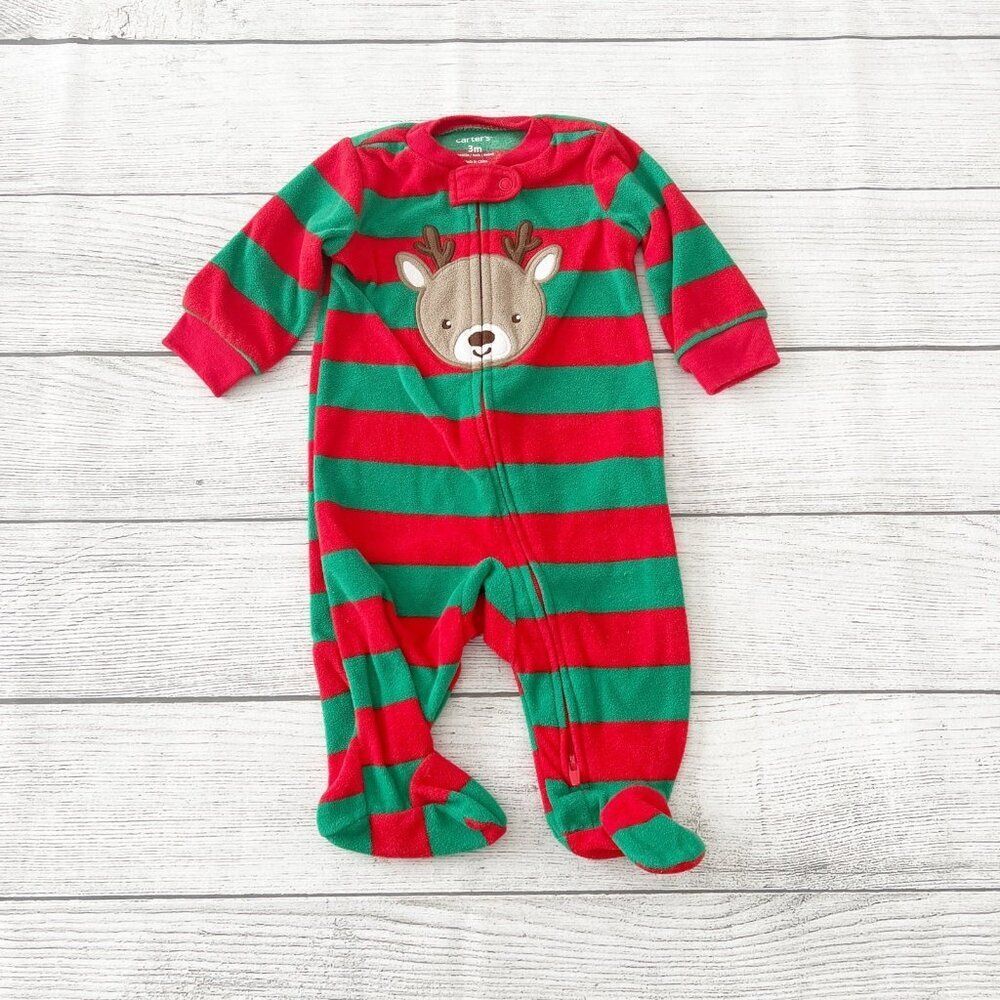 Carter’s Fleece Striped Reindeer Pajamas